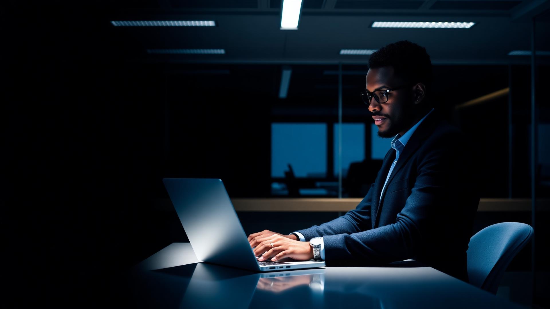 South African business professional working on a laptop